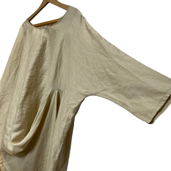 WEST LOVE LA 100% Linen Lagenlook Asymmetrical Hem Loose Long Sleeve Tops Blouse - Picture 8 of 13